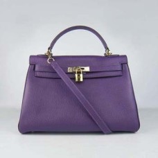 Hermes Kelly 32cm Togo kožená kabelka 6108 fialovo-zlatá
