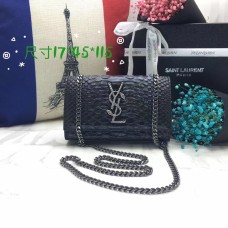 Řetízková kabelka YSL 17cm hadí černá stříbrná