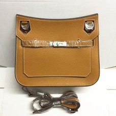 Hermes Jypsiere 28cm crossbody kabelka hnědá stříbrná
