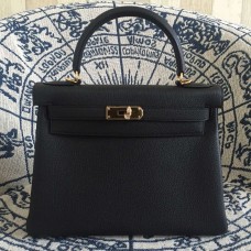 Hermes Kelly 28cm taška Togo kůže černá zlatá