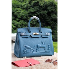 Hermes Birkin Horse Togo kožená kabelka modrá 35cm