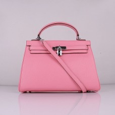 Hermes Kelly 32cm Togo kůže 6108 třešňově růžová stříbrná