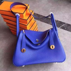 Hermes Lindy 30cm kabelka elektricky modrá zlatá