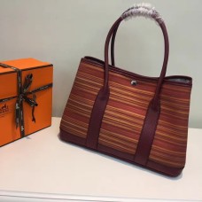 Hermes Garden Party 36cm plátěná kabelka vínová