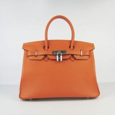 Hermes Birkin 30cm Togo kožené kabelky oranžovo-stříbrné