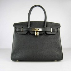 Hermes Birkin 30cm Togo kožené kabelky černo-zlaté