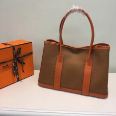 Hermes Garden Party 36cm kožená kabelka v velbloudí oranžové barvě