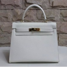 Hermes Kelly 28cm Epsom kožená kabelka bílé zlato