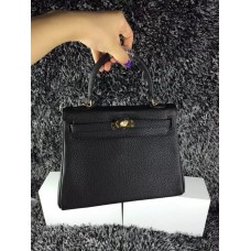 Hermes Kelly 25cm Togo kožená kabelka černá/zlatá