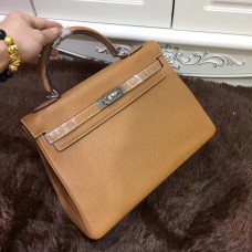 Hermes Kelly 32cm Togo kůže 6108 světle kávová stříbrná