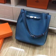 Hermes So Kelly 28cm Togo kožená taška přes rameno modrá stříbrná