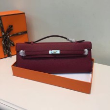 Hermes Kelly Cut 31cm Epsom kožená psaníčka vínová