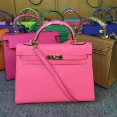 Hermes Kelly 28cm Epsom kožená kabelka růžová