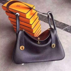 Hermes Lindy 30cm kabelka černá zlatá