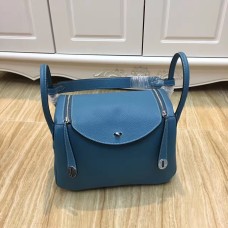 Hermes Lindy 30cm kabelka modrá stříbrná