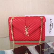 YSL Saint Laurent Klasická velká monogramová kabelka červená 31 cm