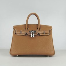 Hermes Birkin 25cm kabelka 6068 světle kávová stříbrná