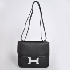 Hermes Constance Bag 23cm Togo Kůže Černá Stříbrná