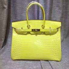 Hermes Birkin 35cm kabelka z krokodýlí kůže žluté zlato