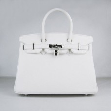 Hermes Birkin 30cm Togo kožené kabelky bílá stříbrná
