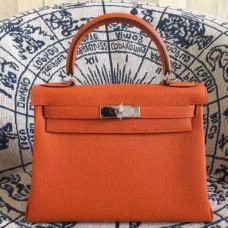 Hermes Kelly 28cm taška Togo kůže oranžová zlatá