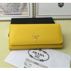 Peněženka Prada 1M1132 Saffiano kůže žlutá