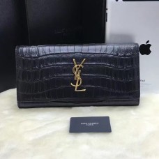Psací kabelka YSL 27cm z krokodílí kůže, černo-zlatá