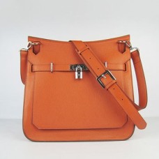 Hermes Jypsiere 28cm Crossbody kabelka oranžová stříbrná