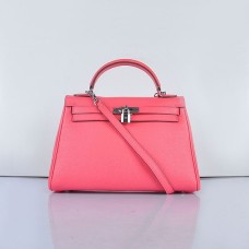 Hermes Kelly 32cm Togo kožená kabelka 6108 růžová stříbrná