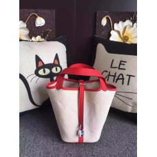 Hermes Picotin Lock plátěný červený