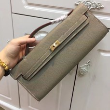 Hermes Kelly Cut 31cm Epsom kožená spojka sloní šedá