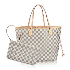 Louis Vuitton N41605 Neverfull MM ramenní taška Damier Azur Canvas