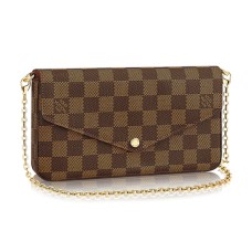 Louis Vuitton N63032 Pochette Felicie Řetízková peněženka Damier Ebene Canvas