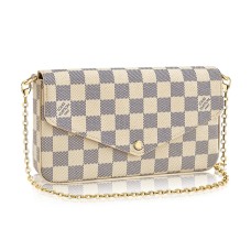 Louis Vuitton N63106 Pochette Felicie Řetízková peněženka Damier Azur Canvas